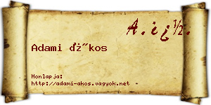 Adami Ákos névjegykártya